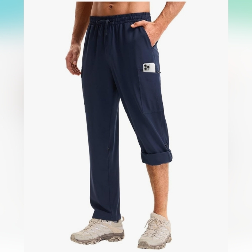 NWT Black Baleaf Mens Pants Hiking Cargo Capri Outdoor Water Resistant Large